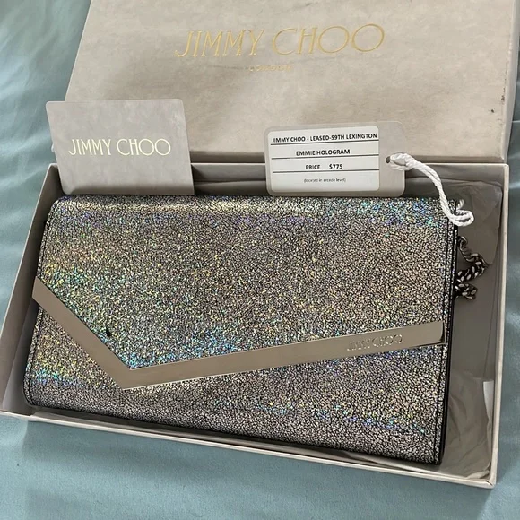 Jimmy Choo
Emmie Glitter Leather Clutch Bag - Picture 2 of 12